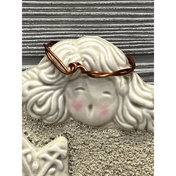 Carol Jones Angel Ceramic Christmas Ornament 2004 Wall Hanging Signed 5.5” - Picture 3 of 8